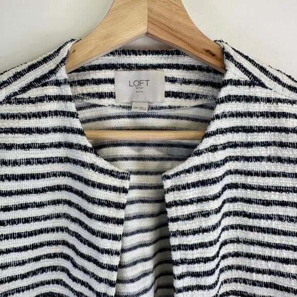 Loft Black and White Striped Open Front Cardigan Sweater Blazer Womens XS Petite - Picture 10 of 13